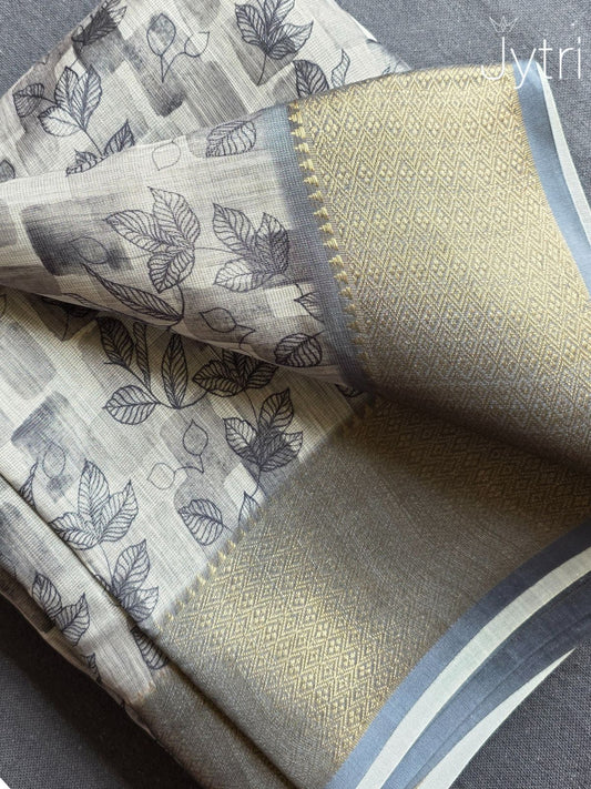 Grey Digital Print Saree