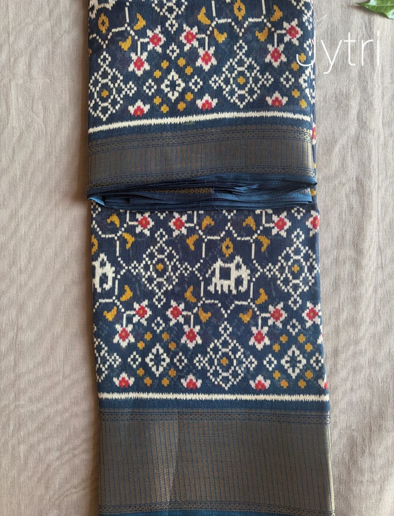 Ikat Design Saree Light Navy Blue