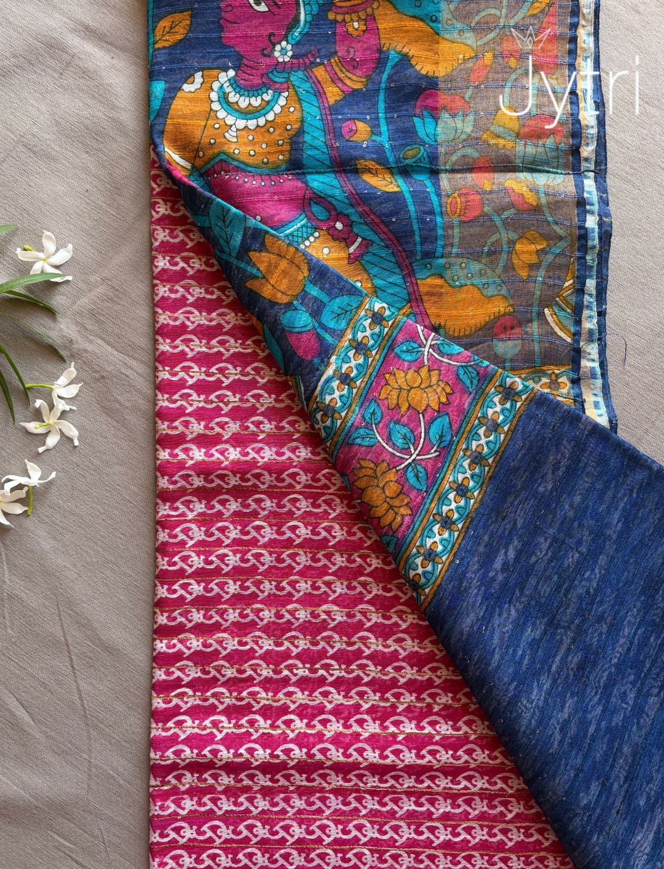 Kalamkari Print Saree Pink