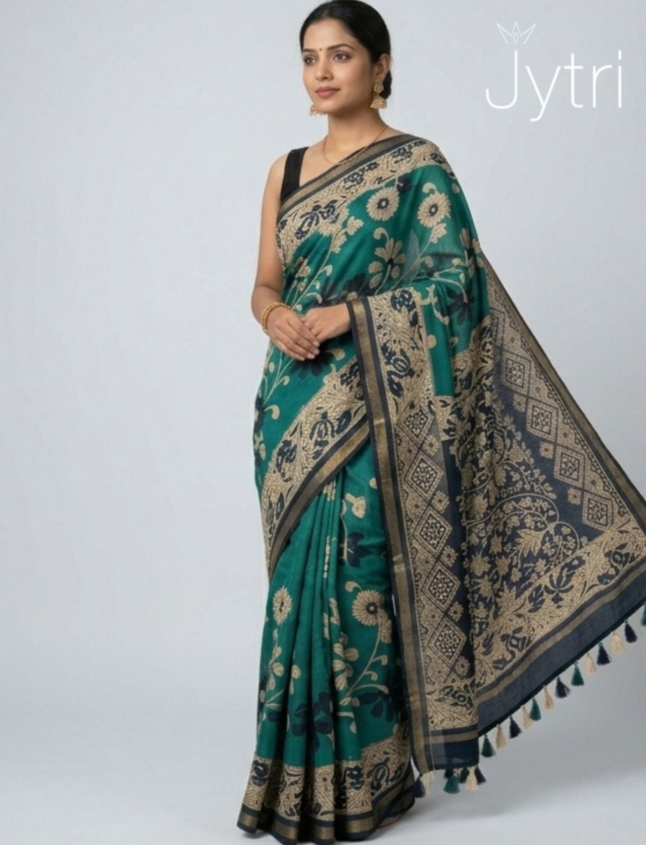 Light Blue Saree with Prints