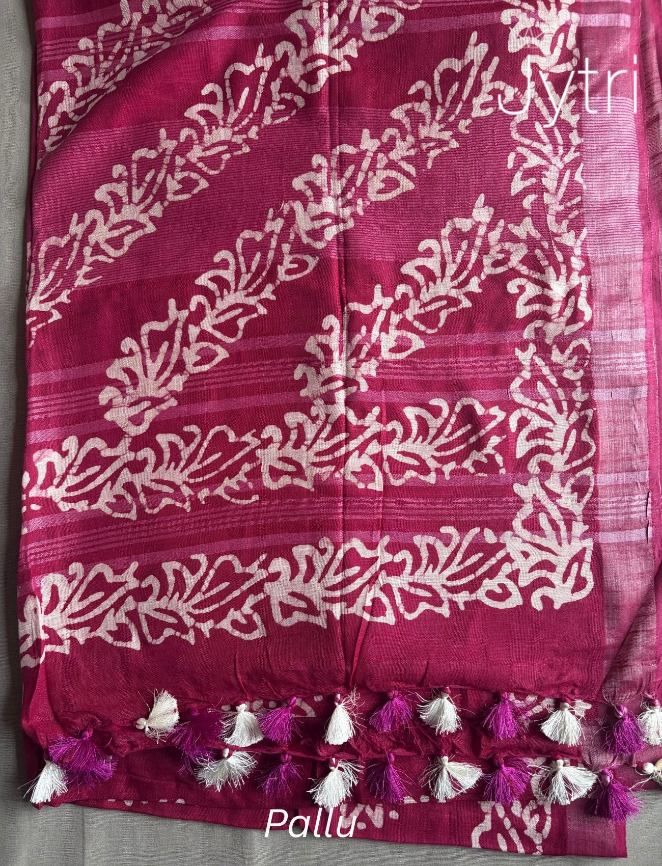 Magenta Pink saree with Tassels