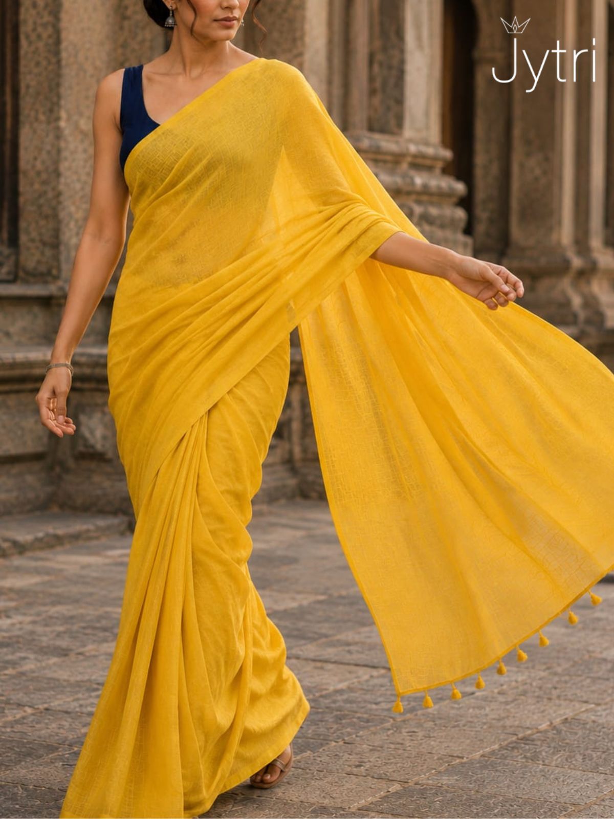 Mustard Yellow Cotton Saree
