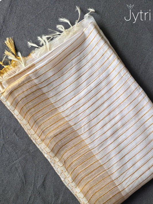 Off White Bhagalpuri Saree with Threadwork
