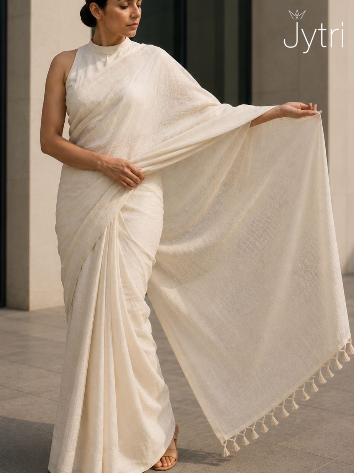 Off White Cotton Saree