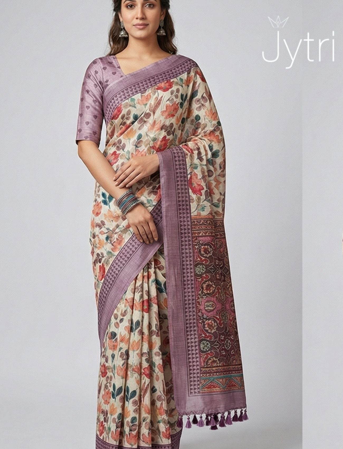 Off White Floral Saree