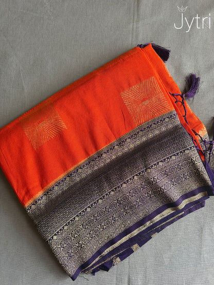 Orange Georgette Saree with Zari Design