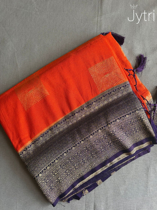Orange Georgette Saree with Zari Design