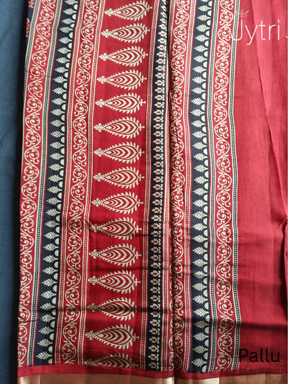 Pallu of Black Mulmul Cotton Saree