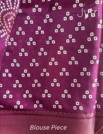 Pansy Purple Saree with Printed Blouse