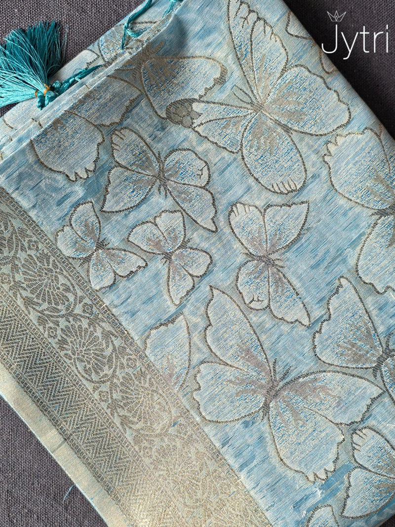 Pastel Blue Tissue Silk Saree