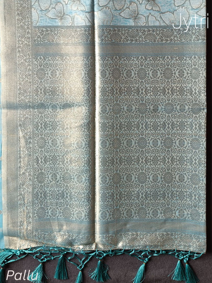Pastel Blue Zari Border Saree