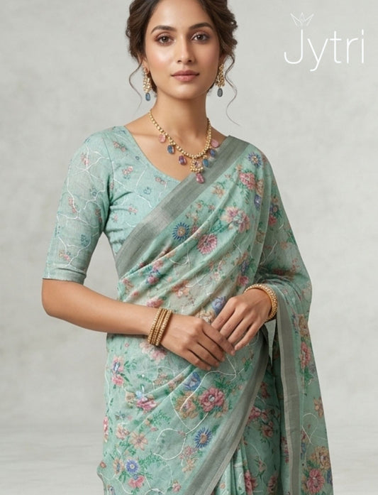 Pastel Green Summer Saree