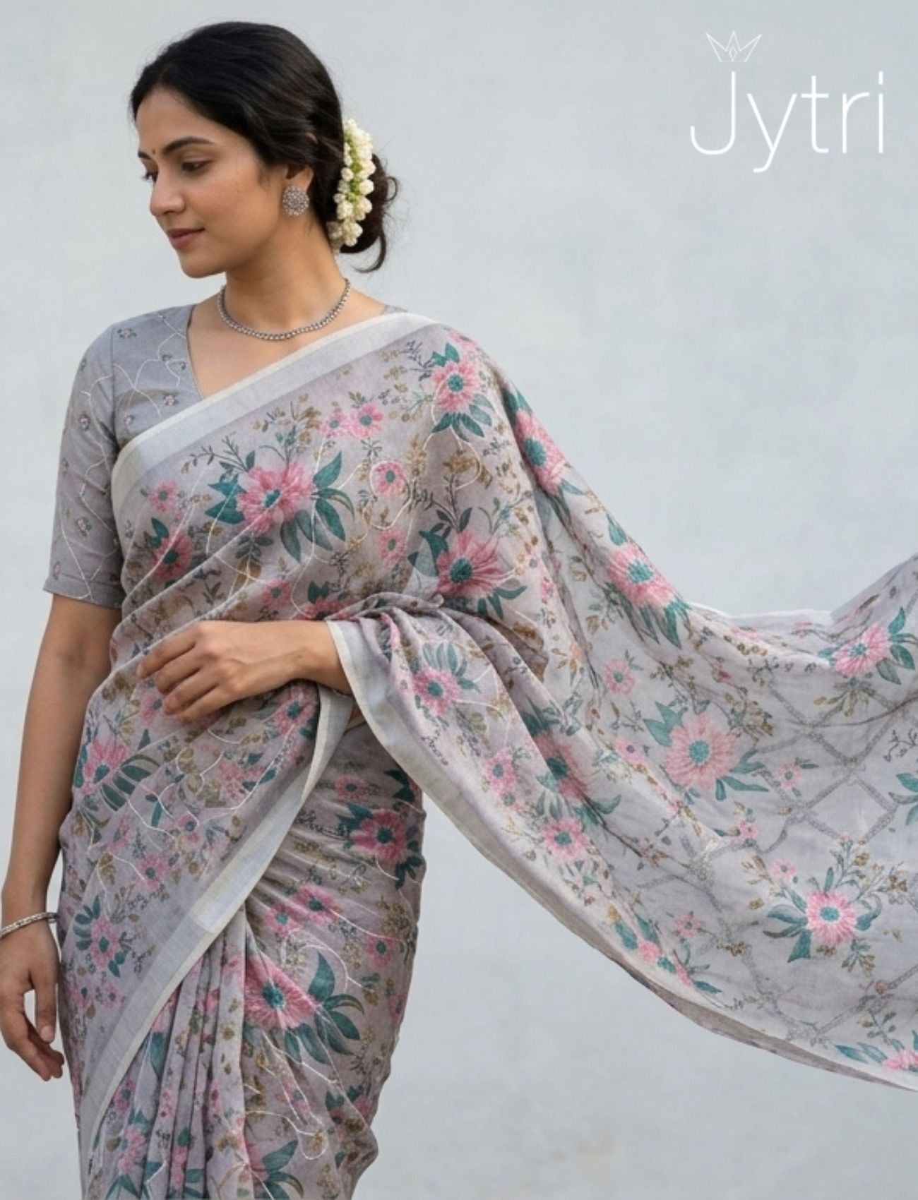 Pastel Grey Summer Saree