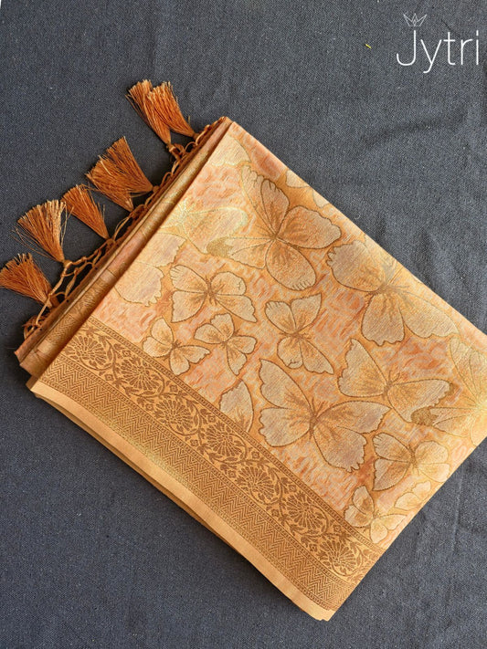 Pastel Peach Tissue Silk Saree