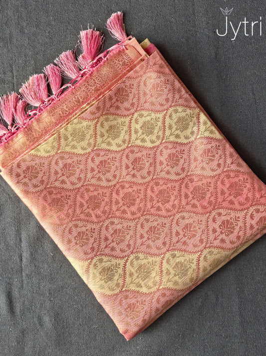 Pastel Pink Tissue Silk Saree