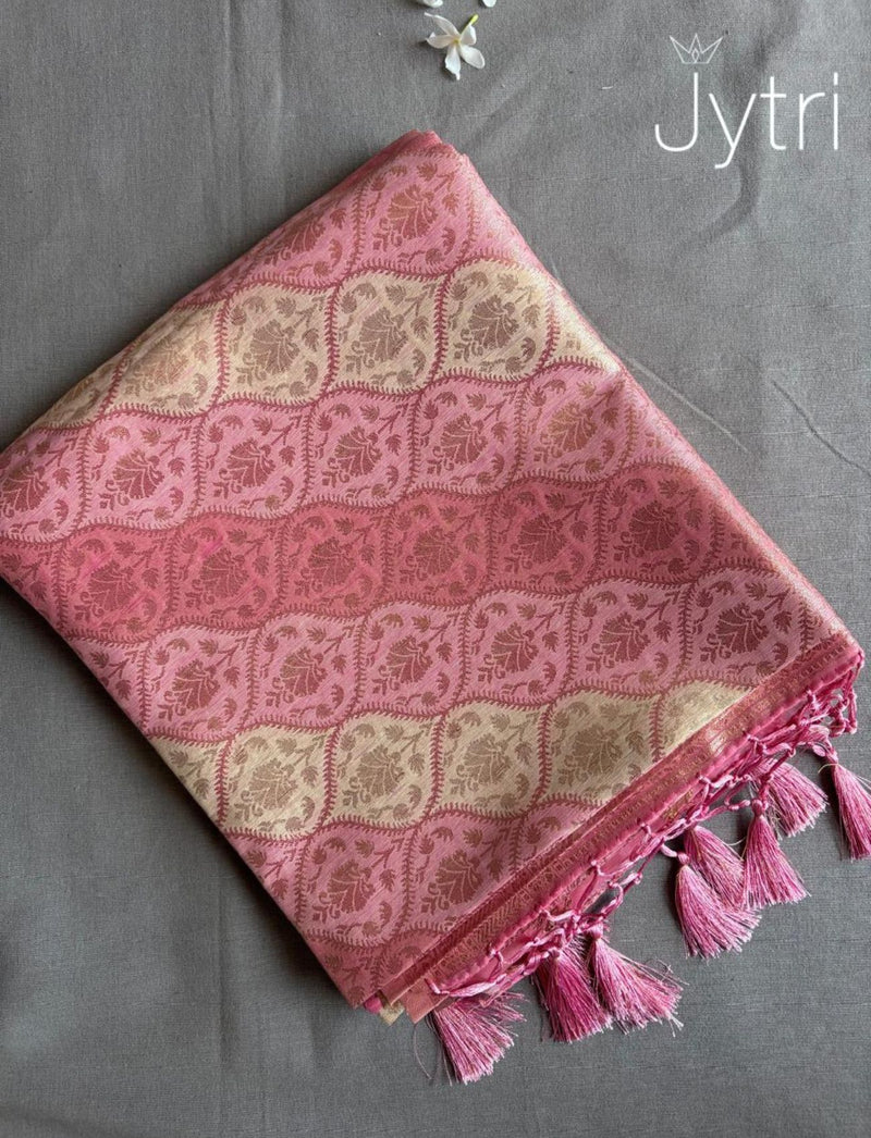 Pastel Pink Tissue Silk Saree