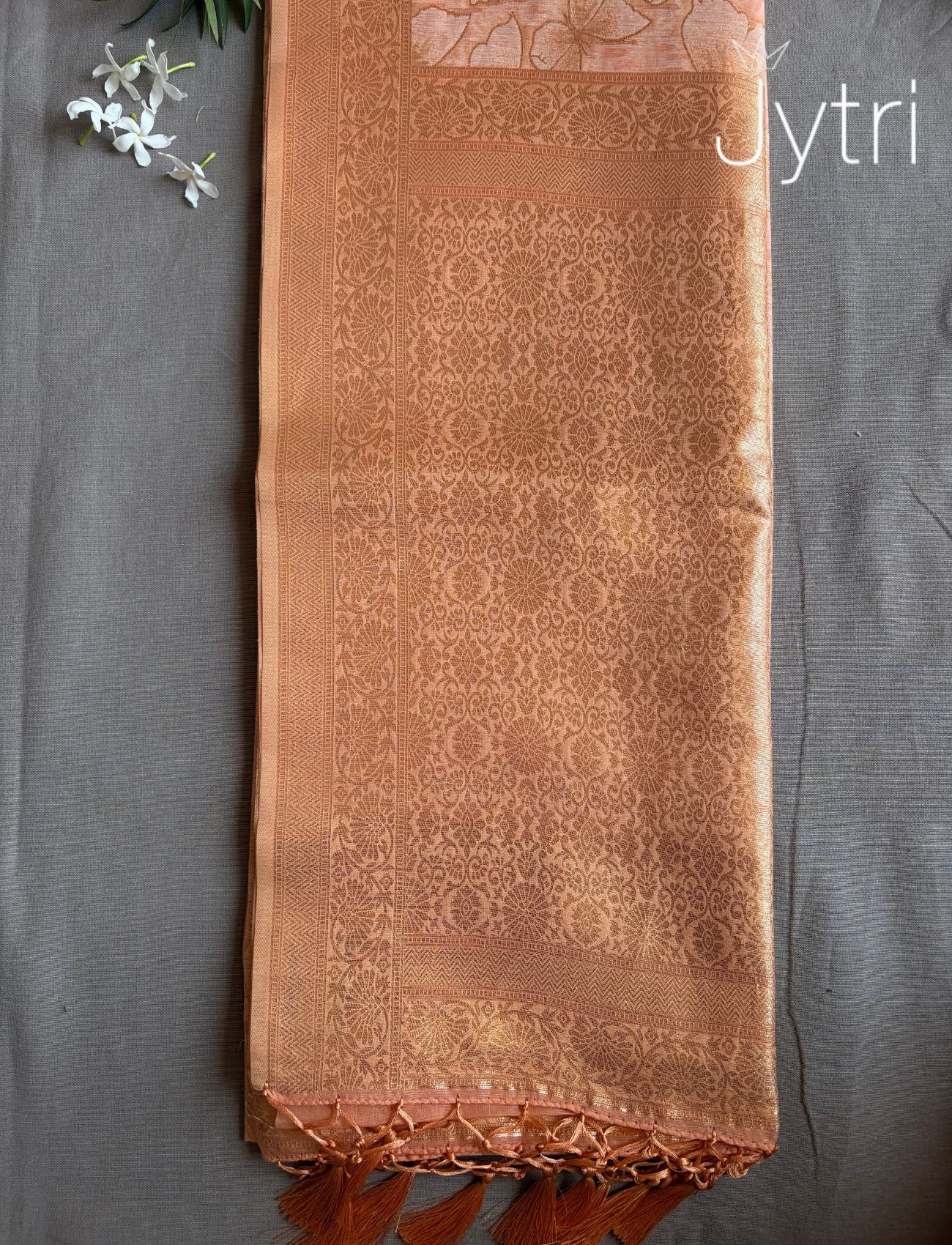 Peach Saree with Zari Work