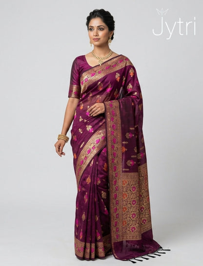 Plum Wine Threadwork Saree