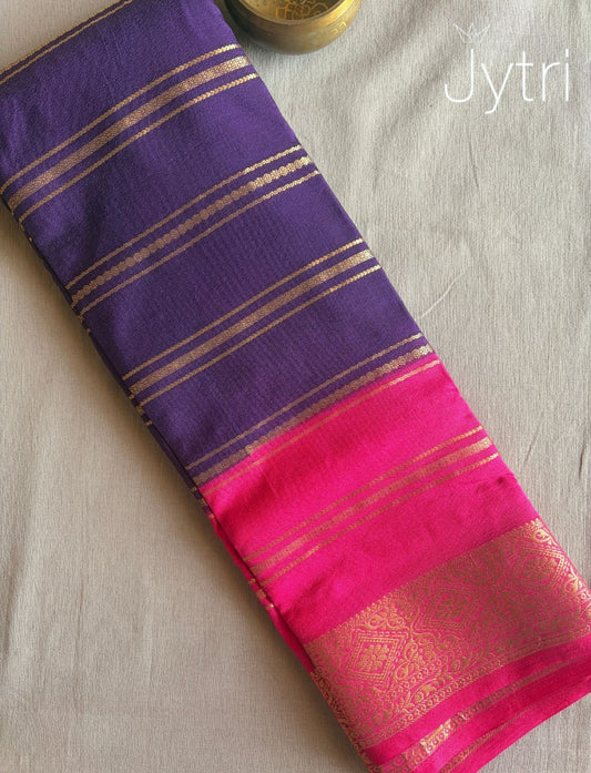 Purple and Pink Saree with Zari Work