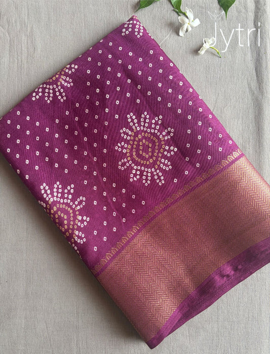 Purple Saree with Zari Border
