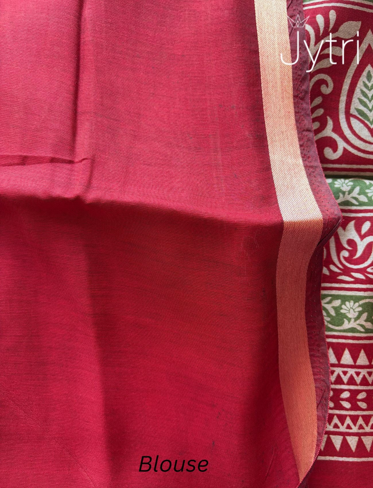 Red Blouse Piece Mulmul Saree
