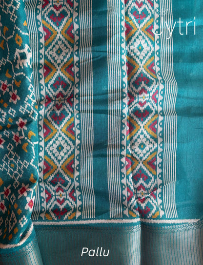 Teal Blue Saree with Zari Border