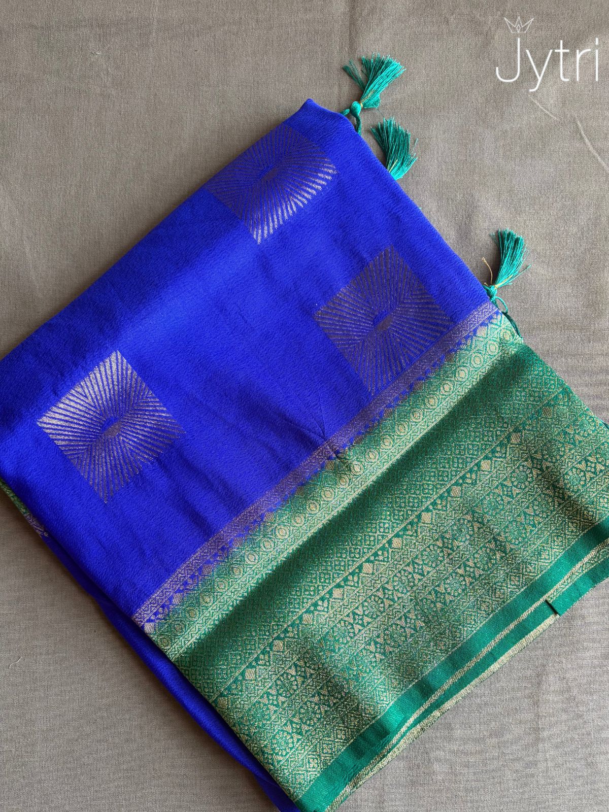 Vivid Blue Georgette Saree with Zari Work